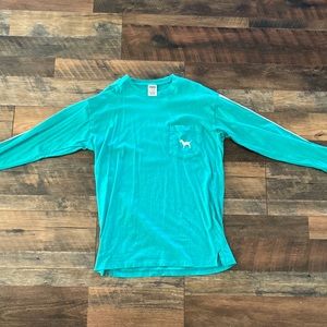 PINK turquoise Long Sleeve Tee